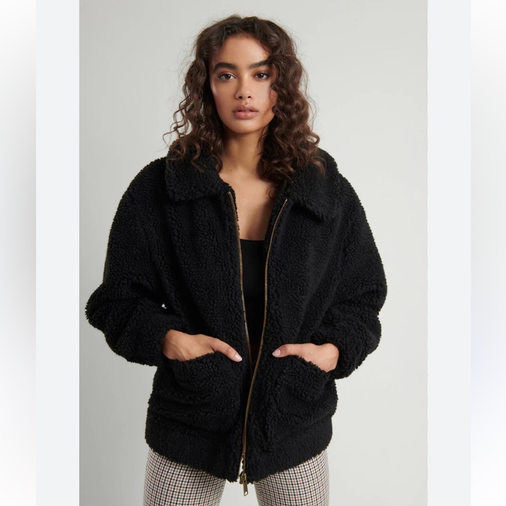 Garage Black Sherpa Teddy Coat